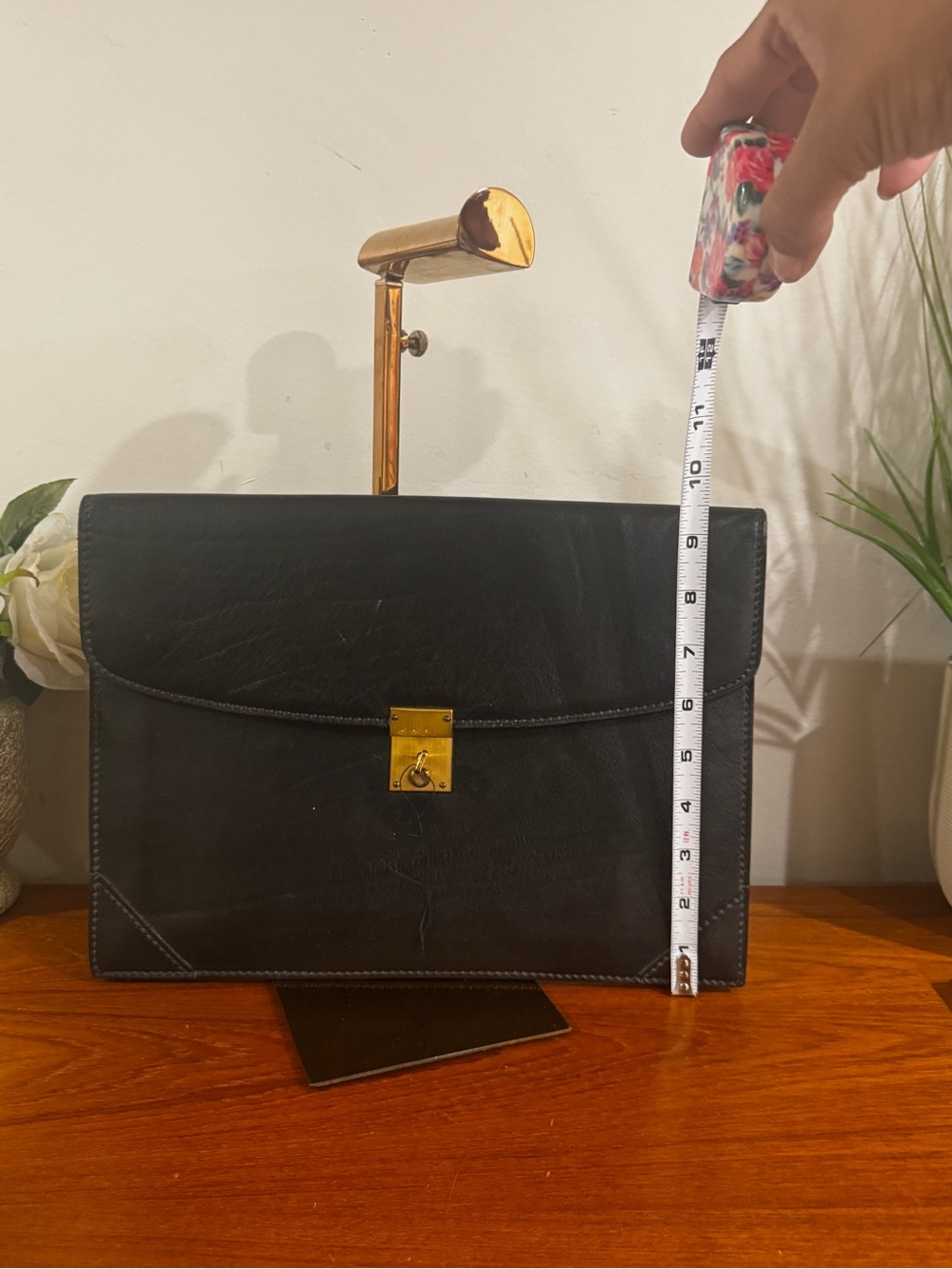 Gazzarrini Firenze Black Leather Men’s Document Folio Gold Lock have the key - Picture 13 of 14
